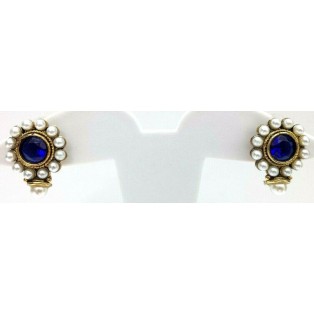 Gold Oxidized Women Earring Stud Jewelry PushBack Classy Gift Rhinestones Bead 7